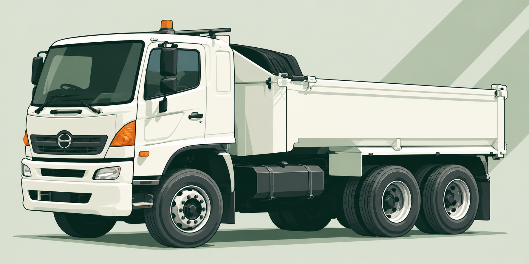 Illustration of our white tandem tipper truck available for wet hire